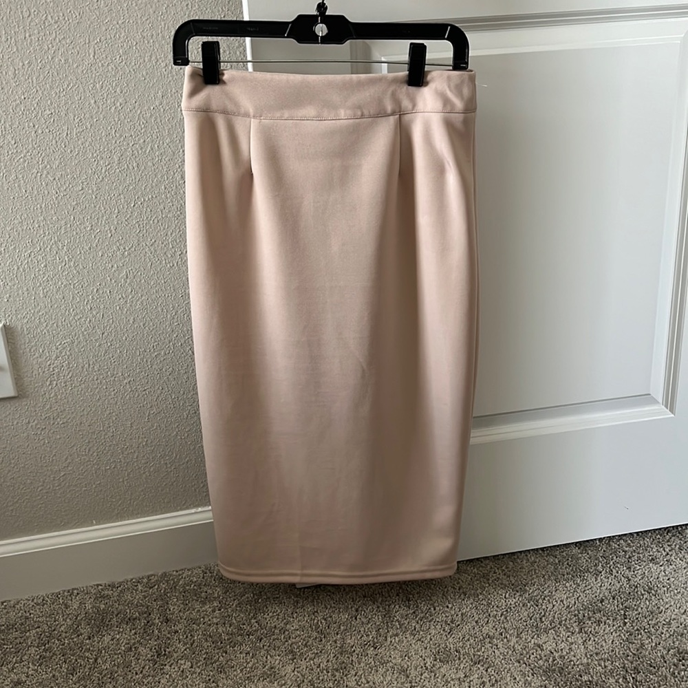 skirt, beige, pencil